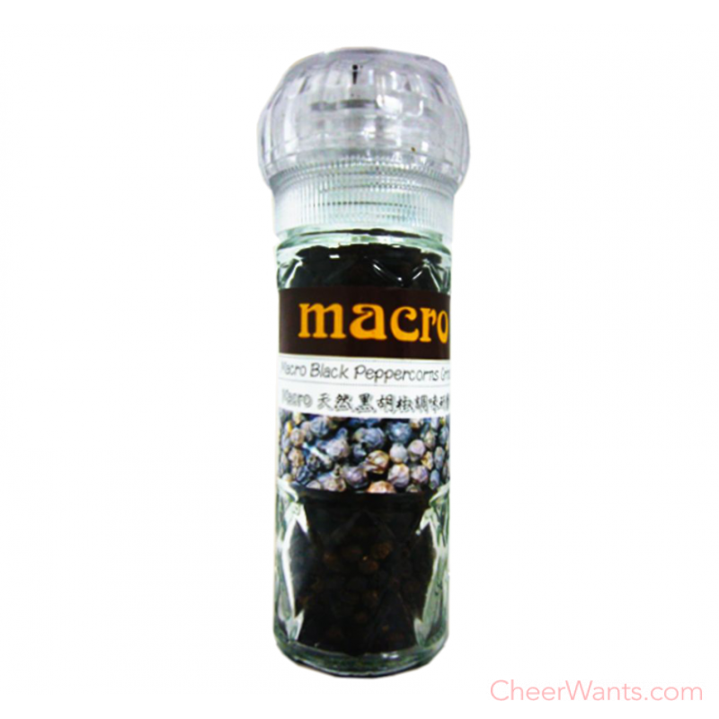 英國【Macro】天然黑胡椒粒調味研磨罐 ( 圓罐/50g/罐 )