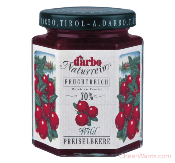 奧地利【D'arbo】德寶-70%果肉野生蔓越莓果醬 ( 200g/瓶 )