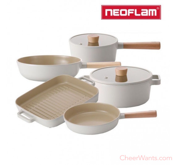 【Neoflam】FIKA系列鑄造五鍋組(雙耳湯鍋+炒鍋+平底鍋+單柄湯鍋+烤盤)