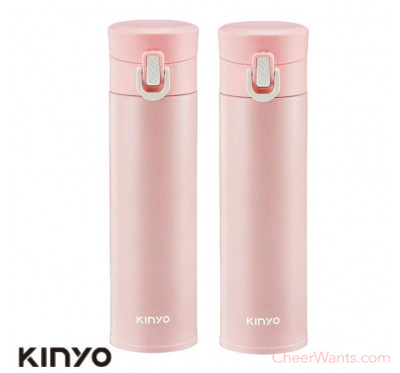 【KINYO】304不鏽鋼超輕量彈蓋保溫杯-2個1組/粉色 (KIM-30)