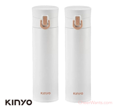 【KINYO】304不鏽鋼超輕量彈蓋保溫杯-2個1組/白色 (KIM-30)