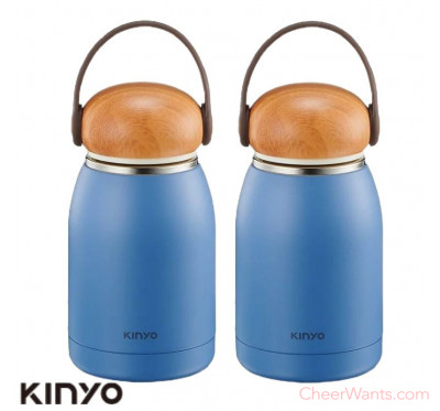【KINYO】304不鏽鋼隨行保溫杯 320ml-2個1組/藍色 (KIM-31)