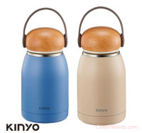 【KINYO】304不鏽鋼隨行保溫杯 320ml-2個1組/藍色+奶茶色 (KIM-31)