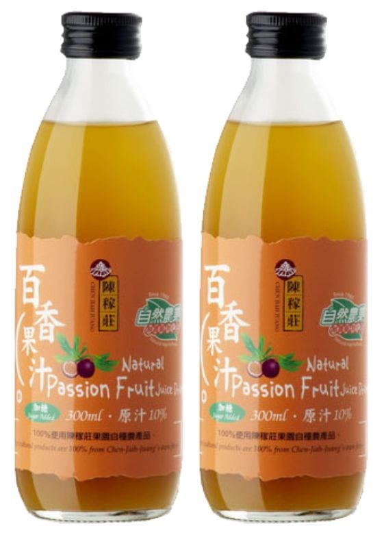 【陳稼莊】百香果汁(加糖)-即飲式(300ml/瓶)/2瓶組