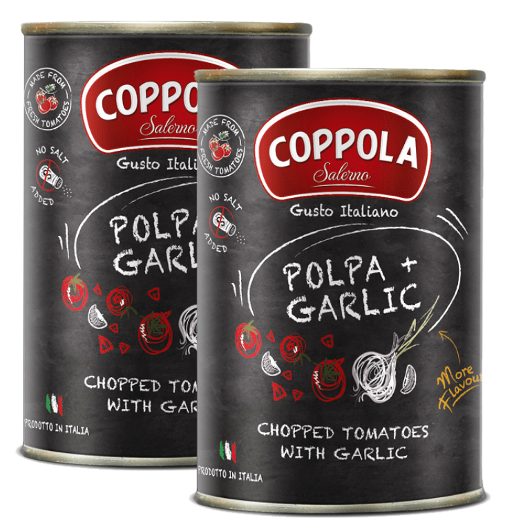 【COPPOLA】義大利-Coppola 柯波拉-大蒜切丁番茄基底醬(無鹽)/ 2罐裝 ( 400g/罐 )