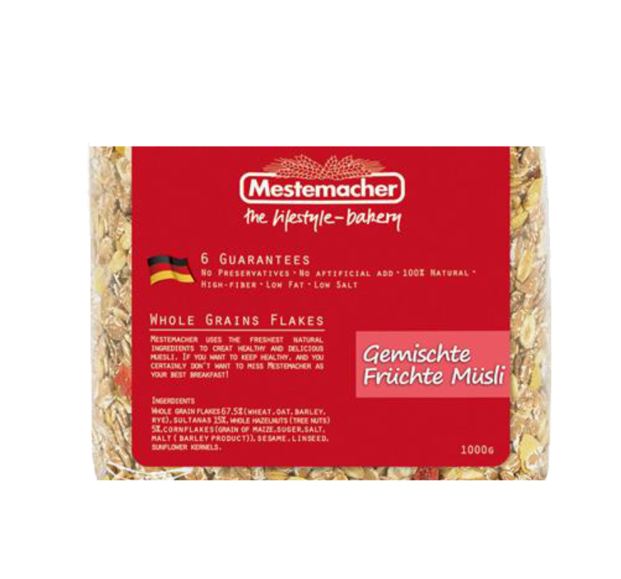 【Mestemacher】德國原裝進口-Mestemacher 麥大師-什錦水果穀片 ( 1000g/包 )