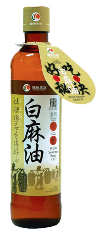 【綠色生活】頂級冷壓白麻油(380ml/瓶)