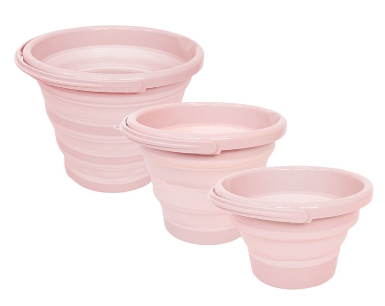 【KINYO】輕巧摺疊桶三件組-粉色/盒裝 (LP-3161)
